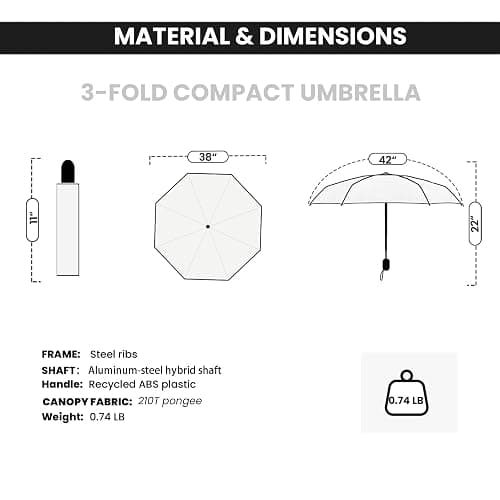 SIEPASA Windproof Travel Compact Umbrella-Automatic Umbrellas for Rain- Folding Umbrella, Travel Compact Umbrella.(Black Polka Dots) thumbnail 4