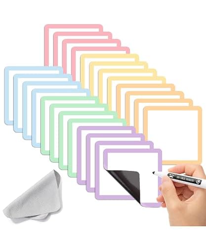 Mr. Pen- Dry Erase Magnets, 4”x4”, 24 Pack, Colorful Dry Erase Magnetic Labels - Image 1