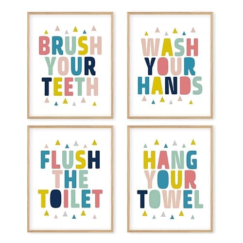 Boat Wades Bathroom Kids Decor Wall Art Unframed,Bathroom Wall Decor Kids 8x10 Inches Set Of 4,Colorful Kid Toilet Posters Prints Pictures - Image 1