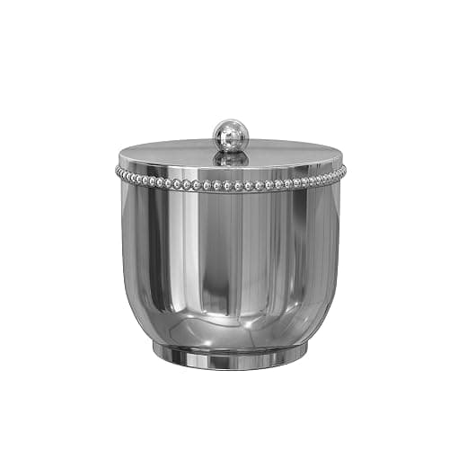 nu steel 18/8 Stainless Steel Chic Collection Beaded Q-tip Dispenser for Bathroom, Vanity Storage Organiser, Canister Jar Swabs, Cotton Balls, Shiny Finish, Clear (CHC1H) - Image 1