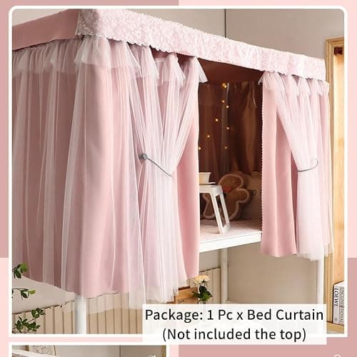 Dorm Home Bunk Bed Curtain Cloth Solid Thicken Bed Canopy Students Privacy Bed Shading Curtain Tent Lightproof Breathable Blackout Bedding Canopy Spread Curtain Bed Tent Drape for Dorm College Home thumbnail 8