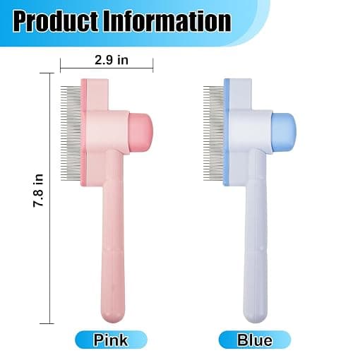 2PCS Flea Comb for Cats & Dogs – Magic Self-Cleaning Cat Grooming Brush with Stainless Steel Teeth, Cat Combs for Fleas and Ticks, Indoor Pets, Fine Tooth Comb for Kittens thumbnail 2