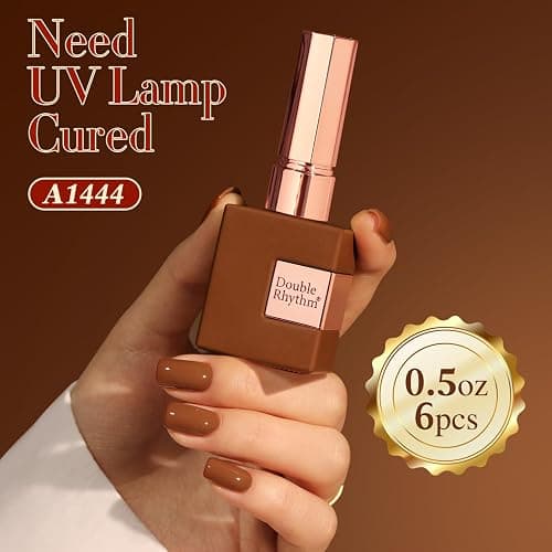Double Rhythm 6 Pcs 15 ML Gel Polish Set Same Color Same Bottle Soak Off Gel Polish Kit Nail Art Manicure Salon DIY at Home for Women (Coffee Brown Nude Red Beige Pink-T6-5) thumbnail 6