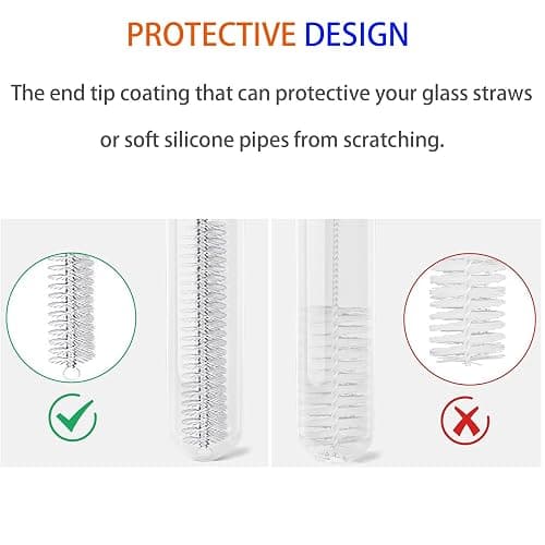 2 Pack Straw Cleaner Brush, Reusable Metal Handles Straw Cleaner Brush Extra Long for Stanley Mug 40, 30, 20 oz, 10mm Wide for Sippy Cup, Water Bottle and Tubes (Clear+Clear) thumbnail 4