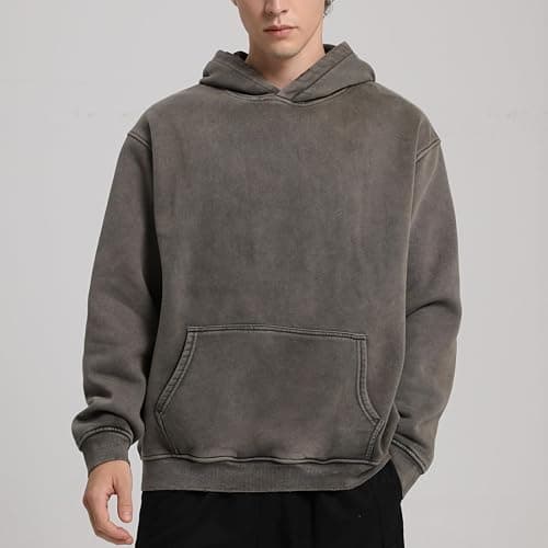 FAIABLE Womens Oversized Acid Wash Hoodie Unisex Heavyweight Cotton Hoodies Fleece Vintage Washed Sweatshirt Women Men thumbnail 2