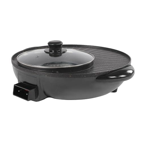 WINNIESHOP Hot Pot and Grill Combo Electric 2 in 1 Korean BBQ Grill Indoor Shabu Shabu Pot Electric Hot Pot with Grill for Hotpot BBQ, Barbecue & Grill (1350W) thumbnail 6