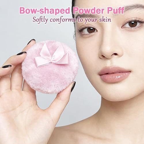 Body Powder Puff with 4“ Crystal Glass Storage Jar Including 1 Pink Puff and 1 Skin-Tone Puff Suitable for Loose Powder Soft Washable Reusable Fluffy Puff Perfect for Skincare(Crown-Amber) thumbnail 3