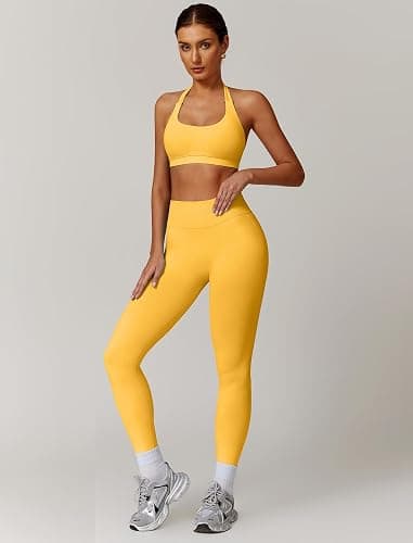 ABOCIW Workout Sets for Women Seamless Scunch Butt Lifting Impact Leggings Halter Sports Bra 2 Piece Gym Outfits thumbnail 3