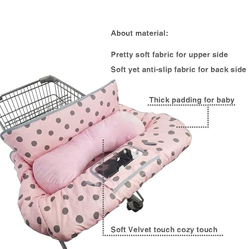 Shopping Cart Cover for Baby/Toddler with Supportive seat positioner, Cozy High Chair Cover, Pink thumbnail 5