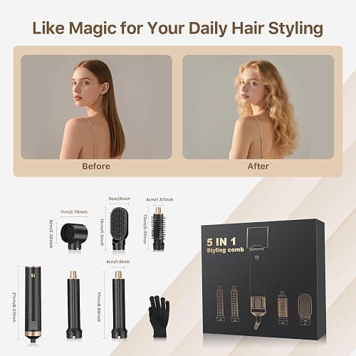 Sendowtek Hot Air Styler Brush Set for Women 5 in 1 800W | 3 Level Temp Hairdryer Comb for Rotating Curling Straightening Volumize Auto Wrap Curler Multi-styler Hair Tools thumbnail 7