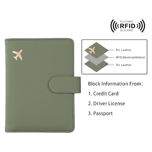 Melsbrinna Rfid Passport Holder for Travel women/Men, Cute Passport Wallet Rfid Blocking Card Slots, Rfid Passport Cover/CaseTravel Wallet, Passport Book Holder (1, Green) thumbnail 5