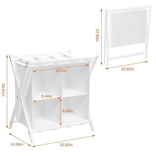 aboxoo Luggage Rack with storage, Guest Room Folding Suitcase Stands, Holds up to 120 lb, Space Saving Suitcase Holders for guest room, Bedroom Hotel, White thumbnail 2