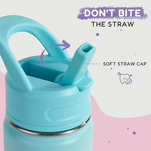 12oz Kids Water Bottle for School, Toddler Water Bottles with Straws, Insulated Water Bottles for Boys&Girls, Stainless Steel Vacuum Insulated Bottle for Kids, Leak-Proof, BPA-Free, Aurora thumbnail 4