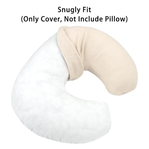 DILIMI Muslin Nursing Pillow Cover 2 Pack, Removable Nursing Cover for Breastfeeding Pillows, Ultra Soft Comfortable Slipcover for Baby Girl and Boy, Beige and Brown Checkered - Beige & Brown Checkered thumbnail 6