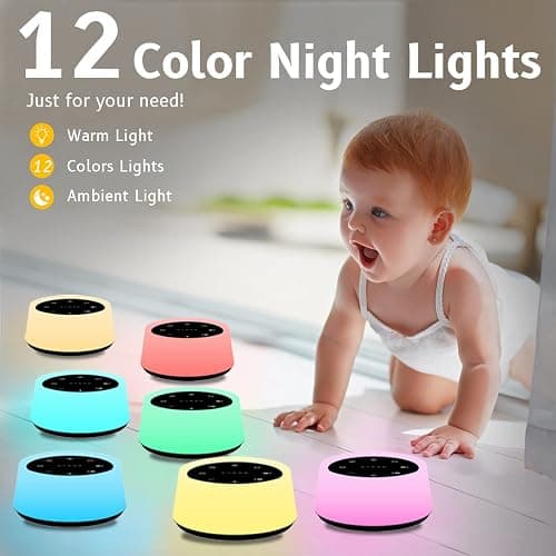 ColorsNoise Sound Machine and White Noise Machine with 30 Soothing Sounds 12 Colors for Kids Adult Baby Night Light with Memory Function for Home Office (Black) thumbnail 2
