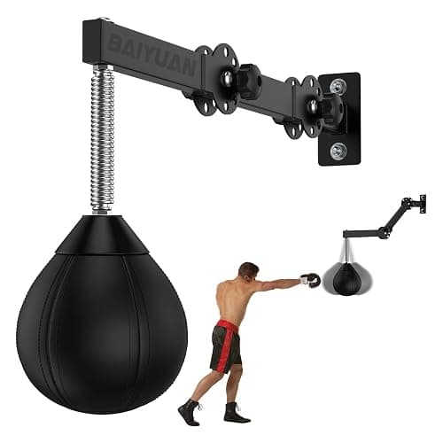 Speed Bag Boxing Punching Bag, Wall Mount Height Adjustable & Fold Speed Bags for Boxing, Wall Bracket Boxing Reflex Ball, Boxing Bag as Adults Teens and Kids, Fits Home Gym Workout - Image 1