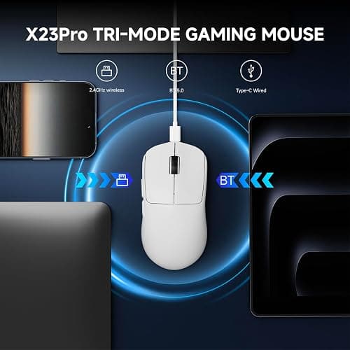 SEUNKWANG EWEAND X23 Pro Wireless Gaming Mouse, Tri-Mode 2.4G/USB-C/BT Mouse, PAW3311 Sensor, 12000 DPI, 59g Lightweight, 1ms Response, Computer Mouse with Anti-Slip Grip Tape for Laptop/PC/Mac-White thumbnail 5
