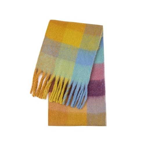 SHOHOKU Large Chunky Plaid Scarf Coloured Checked Oversized Scarf Tassel Soft Fall Winter Thick Warm Shawl Women thumbnail 3