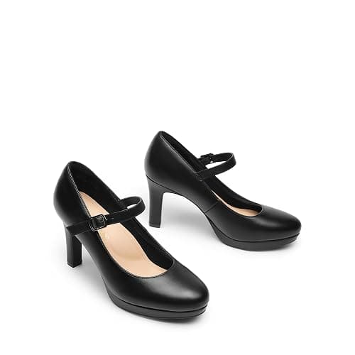 DREAM PAIRS Women's Pumps Close Toe Classic High Heels Round Toe Comfortable Low Platform Mary Jane Dress Shoes thumbnail 8
