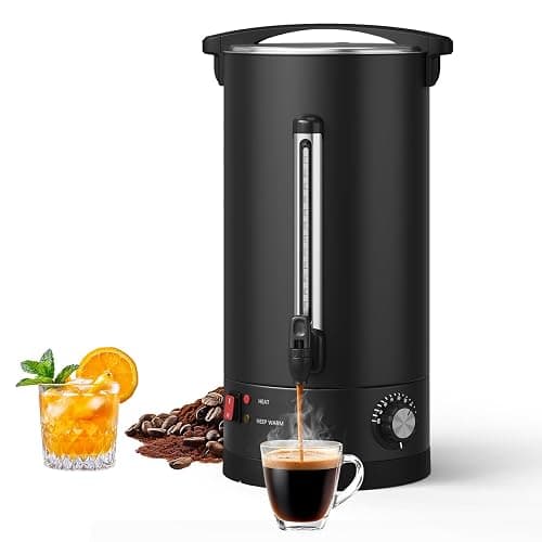 Garvee 18 L/120 Cups Coffee Urn- 4.8 gal Double Wall Commerical Coffee Maker for Buffet Catering Wedding Gathering,Large Capacity Hot Coffee Dispenser,Stainless Steel Hot Water Urn-Black - Image 1