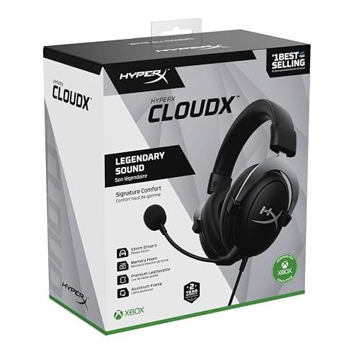 HyperX CloudX, Official Xbox Licensed Gaming Headset, Compatible with Xbox One and Series X|S, Memory Foam Ear Cushions, Detachable Noise-Cancelling Mic, in-line Audio Controls,Black/ Silver thumbnail 7