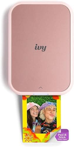 Canon Ivy 2 Mini Photo Printer (Blush Pink) - Bluetooth, Print from iOS & Android Devices, Bundle Incl. 110 Zink Sticky-Back Prints, LED Light Bar, Protective Case, and USB Cable thumbnail 2