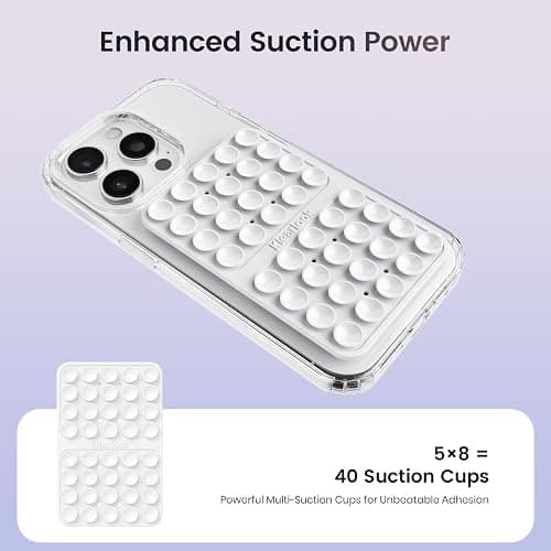 Klearlook Silicone Suction Cup Phone Case Mount Double Sided, Silicon Sticky Phone Grip with Higher Suction for Cell Phone, Hands-Free Phone Accessories Holder for Selfies and Videos, White thumbnail 3