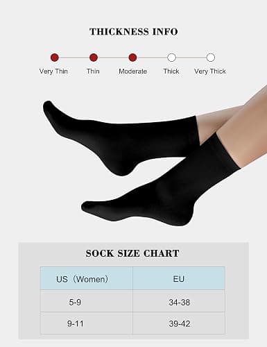 Duufin 12 Pairs Women's Crew Socks Mid Calf Lightweight Casual Gym Workout Plain Sock Ladies Crew Socks - Black - 5-9 thumbnail 2