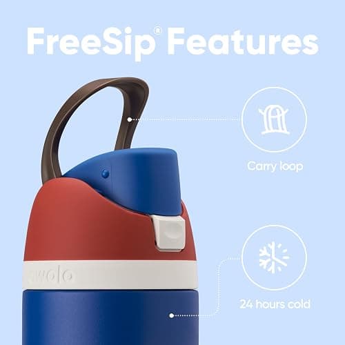 Owala Marvel FreeSip Insulated Stainless Steel Water Bottle with Straw for Sports and Travel, BPA-Free Sports Water Bottle, 24 oz, Captain America thumbnail 3