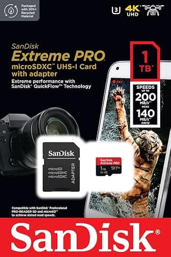 SanDisk Extreme PRO microSDXC UHS-I Memory Card 1 TB + Adapter & RescuePRO Deluxe (for Smartphones, Action Cameras or Drones, A2, Class 10, V30, U3, 200 MB/s Transfer) thumbnail 5