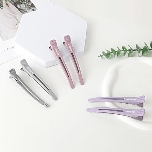 AIMIKE Hair Sectioning Clips with Silicone Band - 6pcs No Crease Duck Billed Clips for Styling, Cutting, and Rollers in Morandi Color thumbnail 7