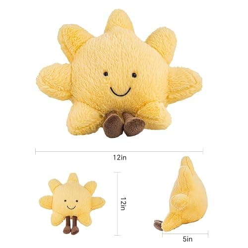 Sun and Moon Plush, Smiling Fun Filled Sun Pillow, 12" Moon and Sunshine Animal Pillow Soft Plush Toy for Children's Birthday Gift (2PCS) thumbnail 7