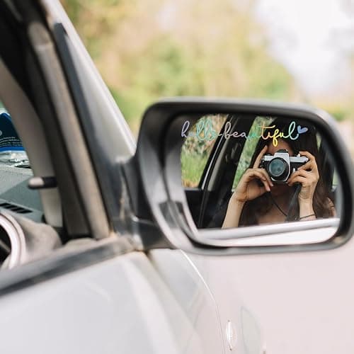 4X Hello Beautiful Rearview Mirror Decals, Vinyl Car Mirror Decals, Car Decals for Women, Laser Rear View Mirror Decal, Rearview Mirror Sticker, Car Window Stickers and Decals, Vanity Mirror Stickers thumbnail 6