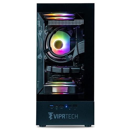 ViprTech Stryker 3.0 Gaming PC - AMD Ryzen 7 (4.1GHz Liquid Cooled), RTX 3060 12GB, 16GB DDR4 RAM, 1TB SSD, 700W PSU, WiFi BT, Win 11 Pro, RGB, Desktop Computer Prebuilt, Black thumbnail 2