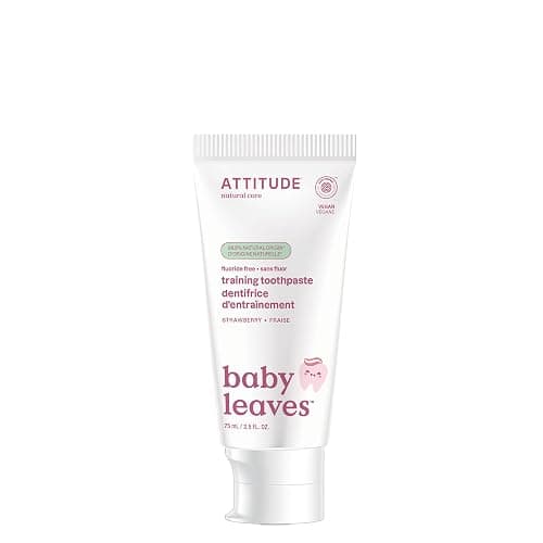Attitude Fluoride-Free Baby Toothpaste, Safe Training Toothpaste, Natural Origin Ingredients, Gentle Oral Care for Babies & Toddlers, Strawberry Flavor, 2.6 Oz thumbnail 2