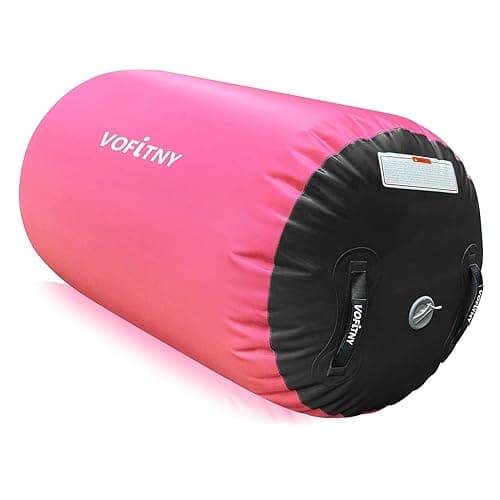 VOFiTNY Gymnastics Air Barrel Air Roller, Tumbling Trainer Octagon Mat Roller Back-bend for Home/Gym, Do Not Include Pump - Pink/Black No Pump - 4'L x 2.5'D