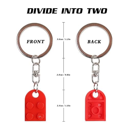 Heart Keychain Set for Couples - 2 Pcs Matching Colorful Brick Hearts for Boyfriend Girlfriend thumbnail 3