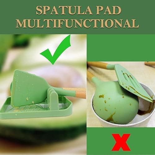 MYKUJA Silicone Cooking Utensils Set, Heat Resistant Kitchen Utensils Set, Spatula,Turner Tongs,Spoon,Brush,Whisk, Cooking Kitchen Utensils Spatula Set, Nonstick Cookware（sage green） - Sage Green thumbnail 8