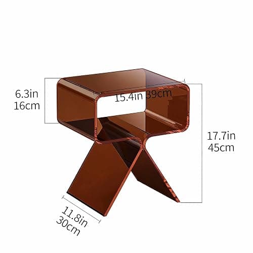 solaround Acrylic Nightstand Side Table Modern Design Clear Home Decor Display End Table for Living Room (Dark Brown) thumbnail 3