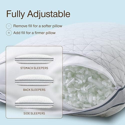Coop Home Goods Eden Cool Adjustable Pillow, King Size - Adjustable Memory Foam with Gel Infusion - Soft Breathable Lulltra Fabric - Ideal for All Sleepers - Eco-Friendly CertiPUR-US Certified thumbnail 2