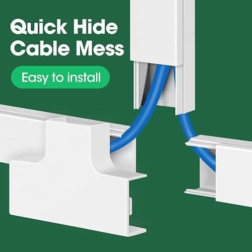 AZEN Cord Hider Kit, 110in Cord Covers for Wires on Wall, Paintable Wire Covers for Cords on Wall, Self-Adhesive Cable Hider Cord Organizer, Wire Hiders for TV on Wall, 8X L14in X W0.96in x H0.57in thumbnail 5