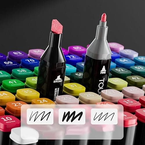 STATIONERY ISLAND Alcohol Markers Set 80 Colours, Alcohol pens Dual Tips, Colouring Pens with Carrying Bag, Graphic Marker Pens for Artist, Twin Markers Art Pens for Drawing thumbnail 5