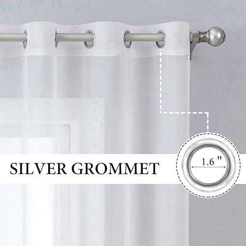 MIULEE 2 Panels Solid Color White Sheer Curtains Elegant Grommet Window Voile Panels/Drapes/Treatment for Bedroom Living Room (54X84 Inch) thumbnail 2