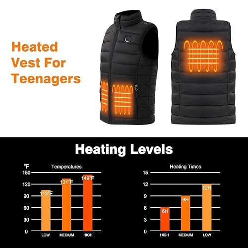 PYALT Kids Heated Vest Boys Girls Heated Vest with battery pack included 7.4V 10000mAh Outdoor Kids Heated Coat thumbnail 4