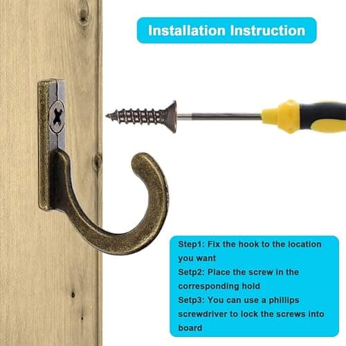 10 Pieces Zinc Alloy Antique Wall Mounted Delicate Small Hooks With Screws for Home Hanging Keys, Towel, Hat, Coat, Kitchen Supplies etc (Bronze) thumbnail 7