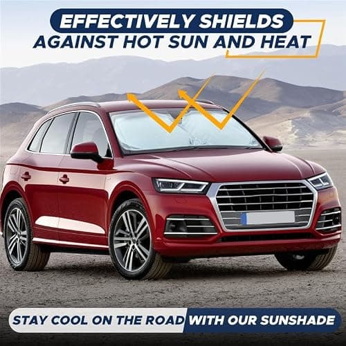 EcoNour Patented Design Car Windshield Sun Shade | Blocks 99% Heat & Keeps Interior Cool | Fits Cars, SUVs, Trucks | Automotive Sun Screen, Visor & Car Accessories for Summer | Medium (64x32 Inches) - Medium thumbnail 6