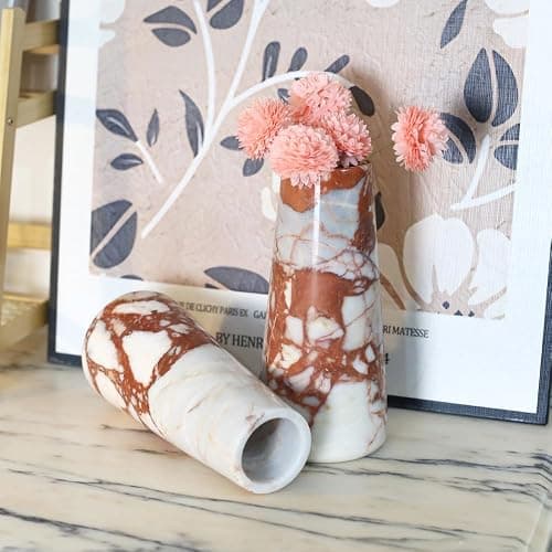 Natural Marble Vase ， Modern Minimalist Stone Vase for Home Decor， Elegant Table & Shelf Decor for Living Room, Entryway, Mantel ， Luxury Centerpiece thumbnail 3