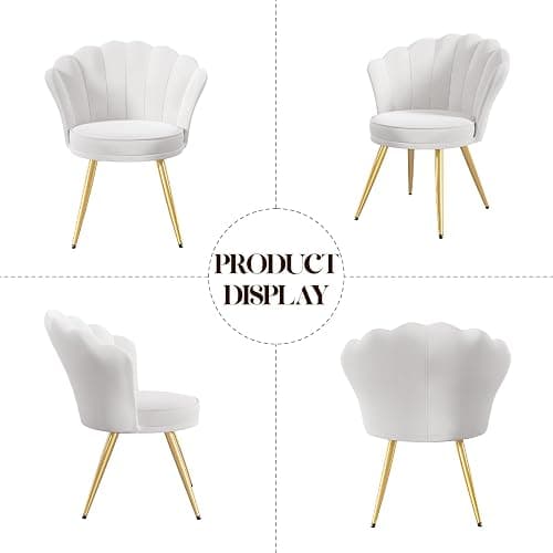Daluvenix Velvet Upholstered Accent Chair with Gold Metal Legs – Makeup Vanity Chair, Guest Chair for Living Room & Bedroom, White thumbnail 6