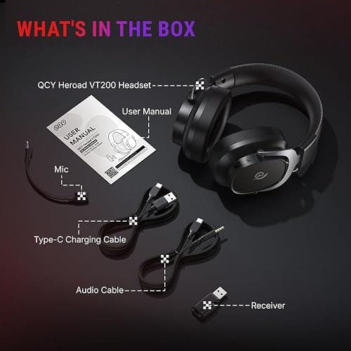 QCY Heroad VT200 Gaming Headset for PC: 53mm Neodymium Drivers - Detachable Noise Canceling Microphone - 2.4G/Bluetooth 6.0/Wired - Compatible for PS4/PS5, Switch, Xbox - 7.1 Surround Sound thumbnail 9