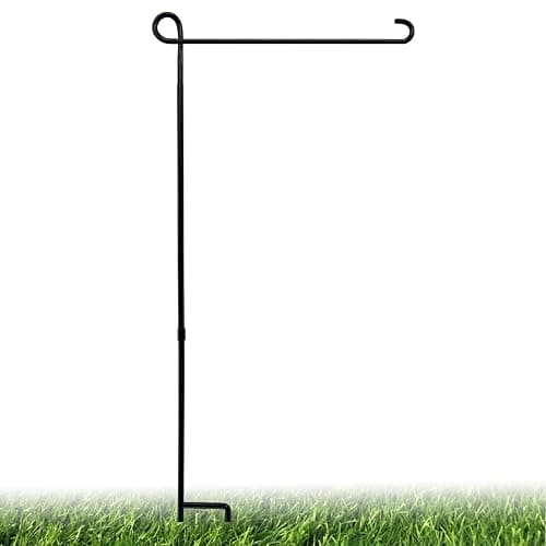 PHITRIC Garden Flag Holder Stand, Premium Powder-Coated Yard Flag Pole, Weather-Proof Black Metal Flagpole for Winter Garden Flag, Christmas Garden Flag, American Flag, Outdoor Garden Decor Decoration - Image 1
